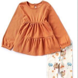 Burt's Bees Orange Peplum Long Sleeve Top